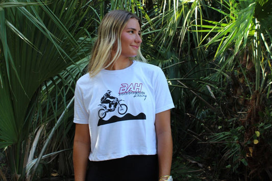 Soft and stylish Motocross Cropped Shirt: 100% cotton, crew neckline, cropped fit. Perfect for a trendy look. Machine washable and imported. Buy Now!